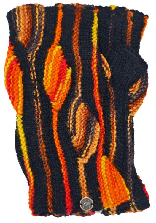 NAYA - pure wool - flame - wristwarmer - black/orange