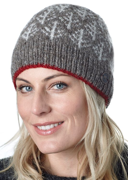 Pure Wool Spruce Beanie - Brown and Red