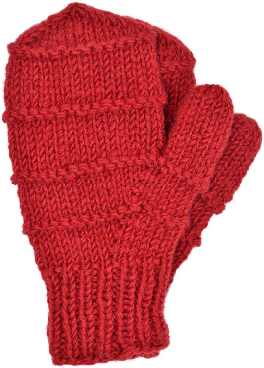 Children's fleece lined - ridge mittens - deep red