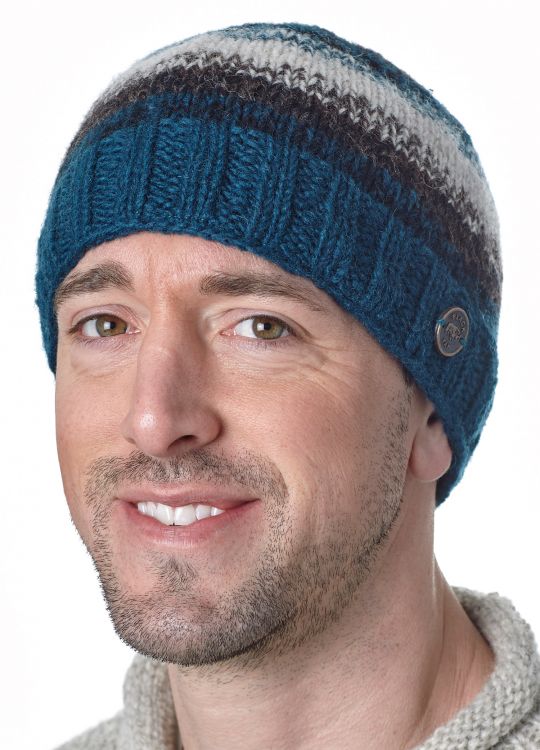 Pure Wool Natural electric beanie - Teal