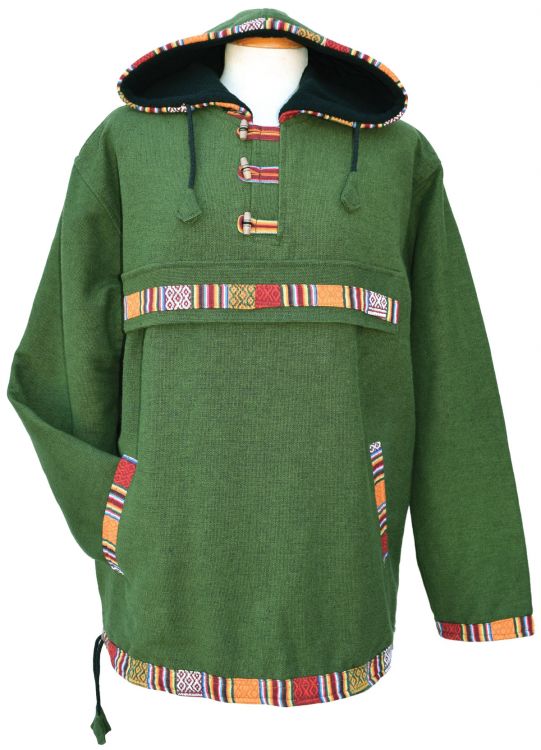 Gheri Edged Hooded Cotton Pullon - Green