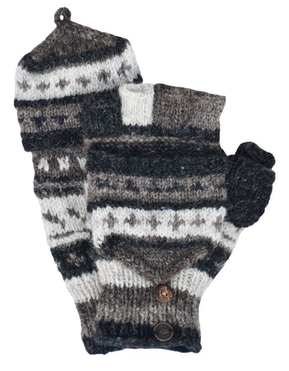 hand knit - pattern mitts - greys