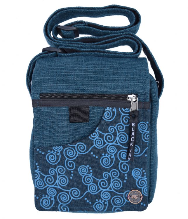 Small - cotton bag with printed fabric - aqua