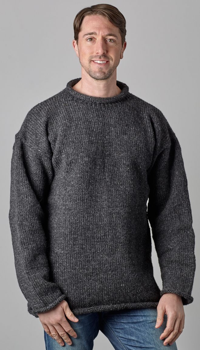 Pure wool - hand knit jumper - Charcoal | Black Yak