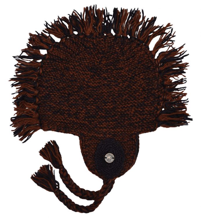 Pure Wool half fleece lined - medallion mane ear flap - Brown