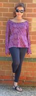 Interlocking patterns - lightweight - scoop neck top - berry