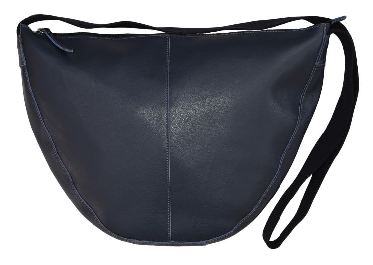 Leather Slouch Bag - Navy