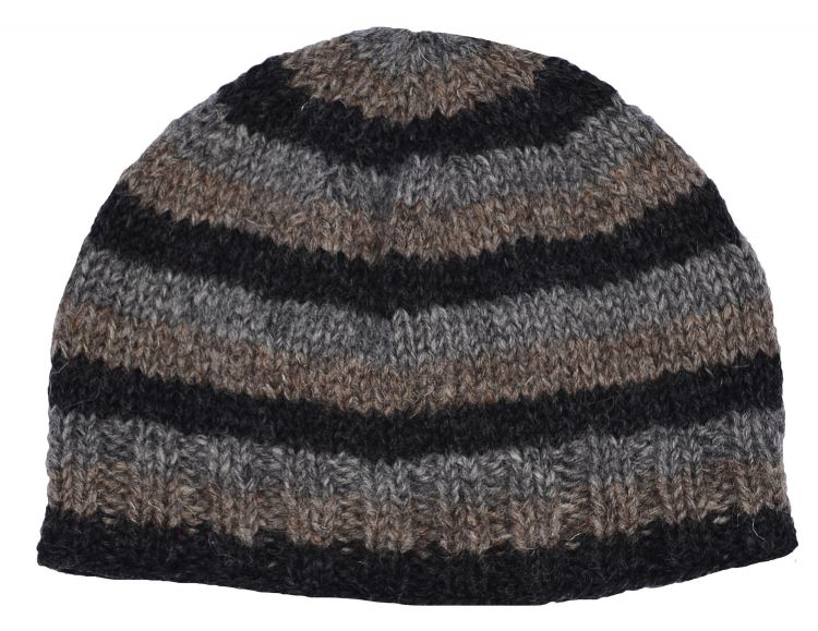 Children's Half fleece lined - beanie - natural stripe