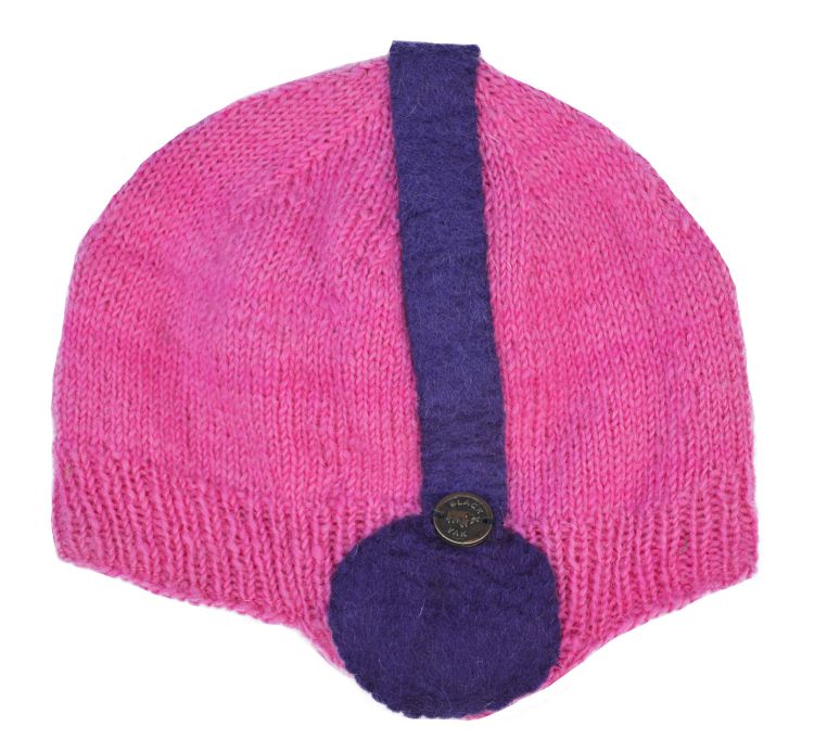 Hand knit - stereo hat - Pink