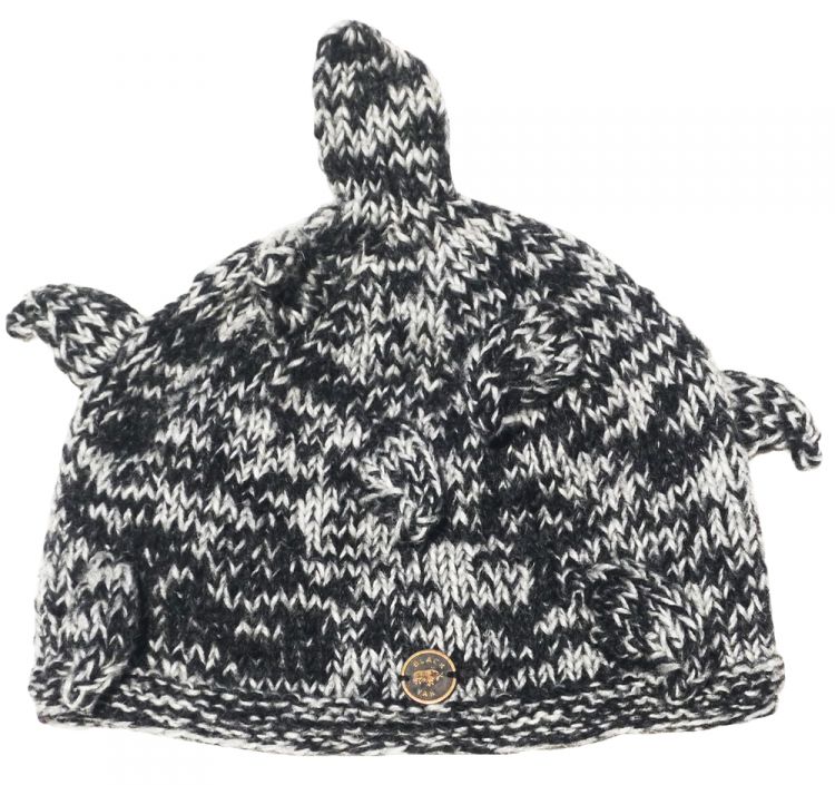 Pure Wool Hand knit - two tone spike beanie - Grey