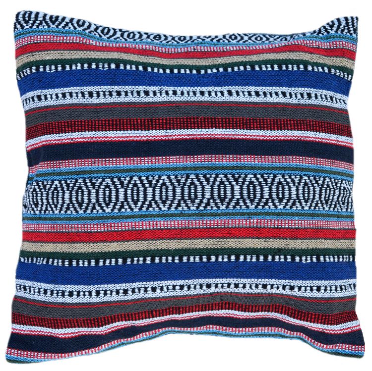 Filled Cushion - Cotton Gheri Front - Denim Blue