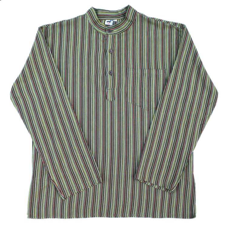 Light weight - Striped Cotton Shirt  - Greens