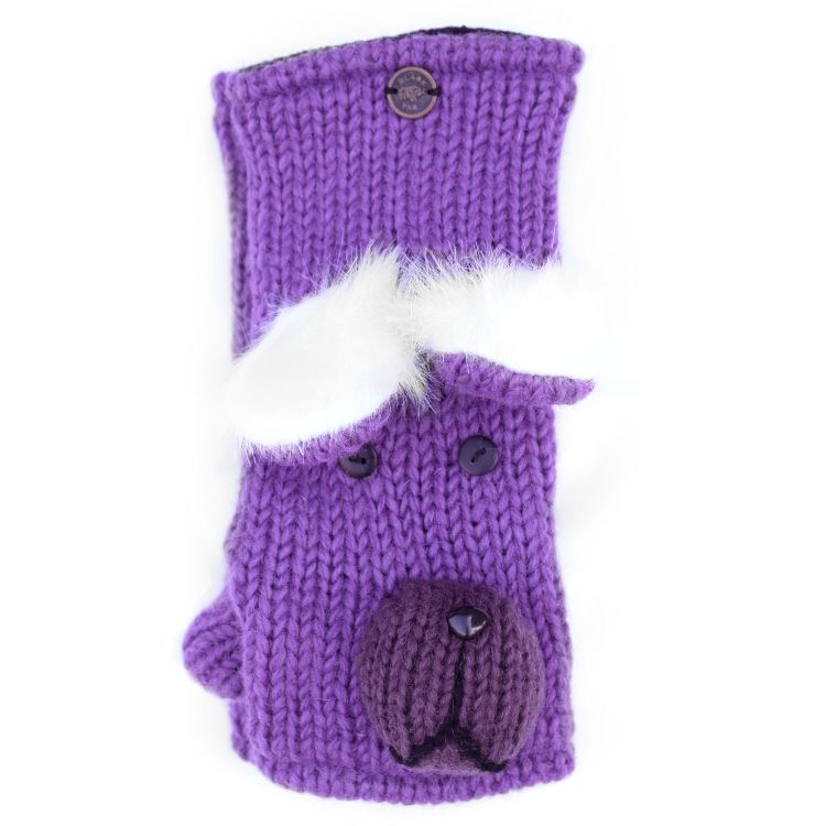 Fleece lined wristwarmer - bear - Purple