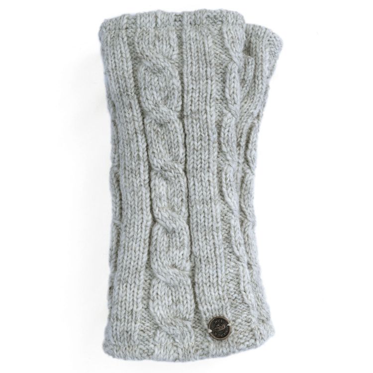 Fleece lined wristwarmer - cable - Pale Marl