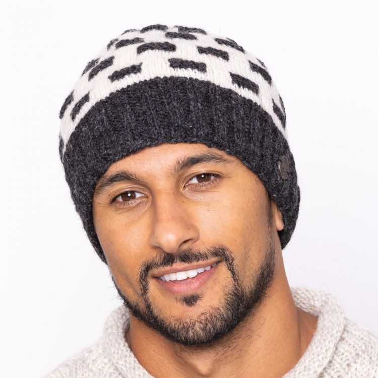 NAYA pure wool - breeze beanie - charcoal/white