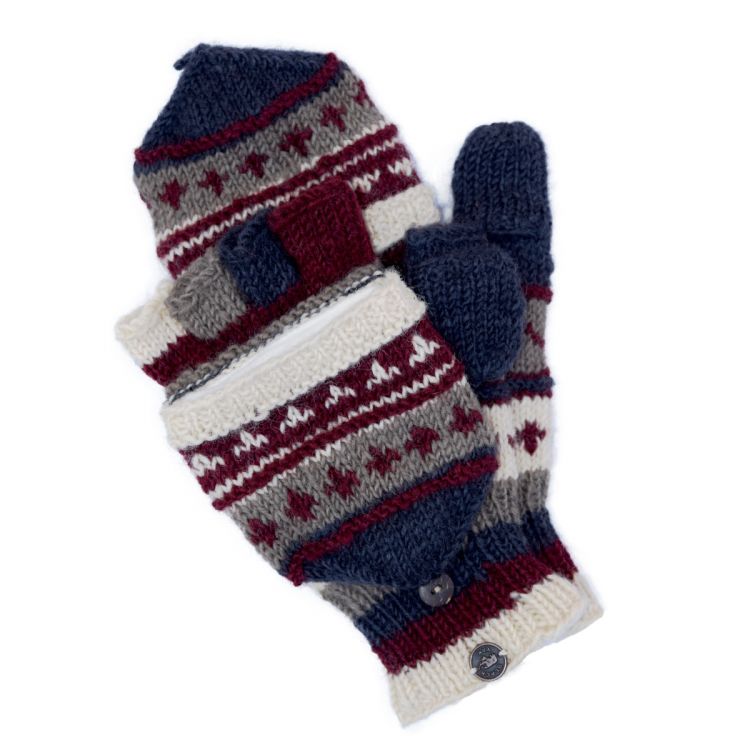hand knit - pattern mitts - smokey