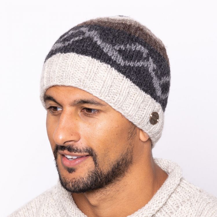 Pure Wool helix beanie - pale grey