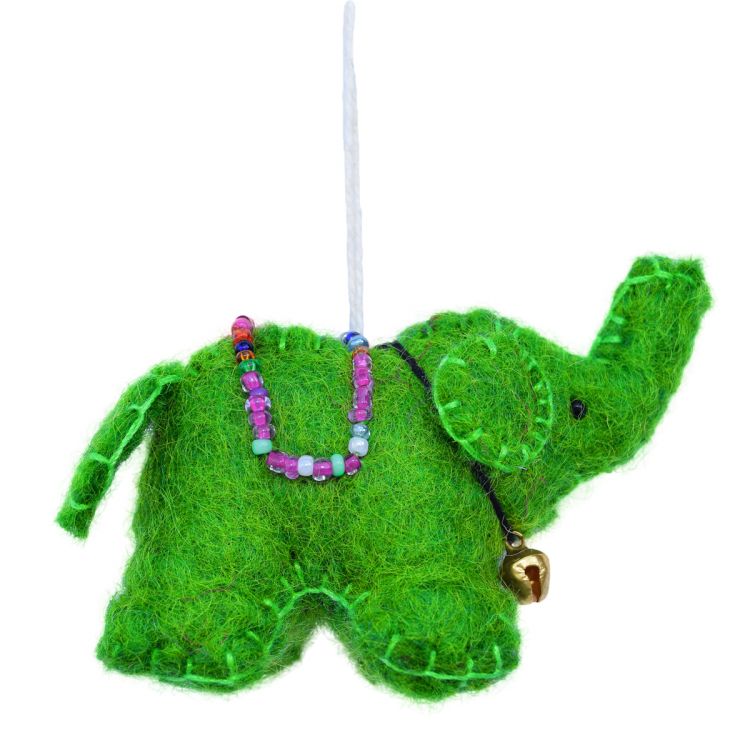 Felt - Christmas Decoration - Elephant - Green