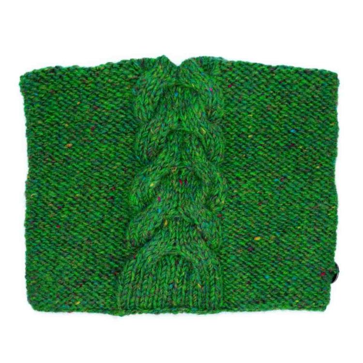 Pure Wool Hand knit - square cable beanie - green heather
