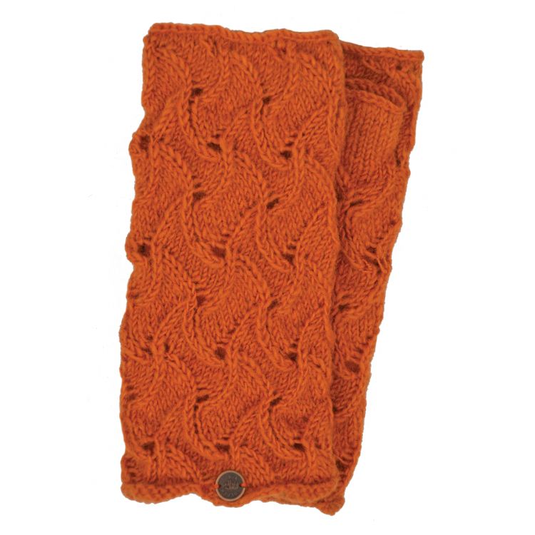 Naya - hand knitted - scroll - wristwarmer - Pumpkin