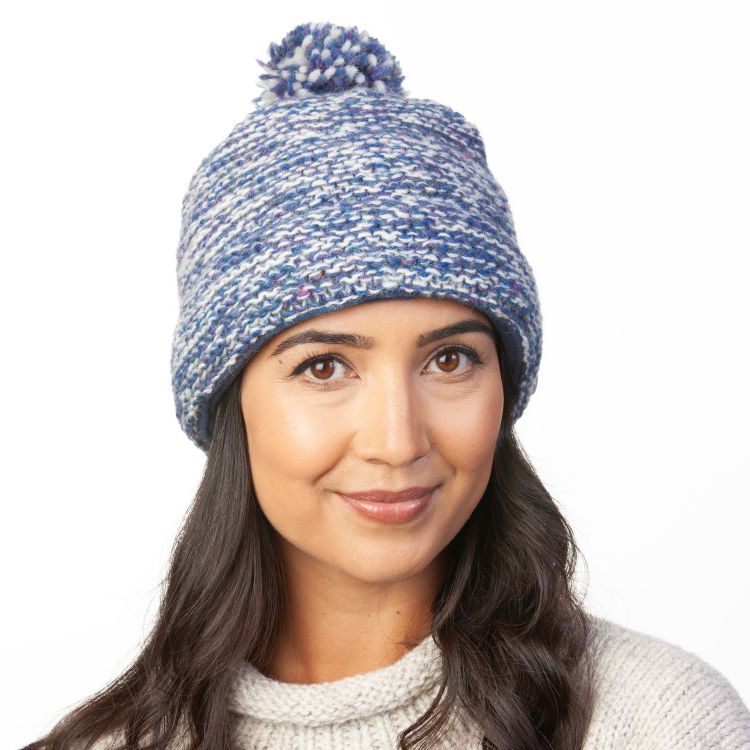 Reverse Electric Bobble - pure wool - white/blue heather