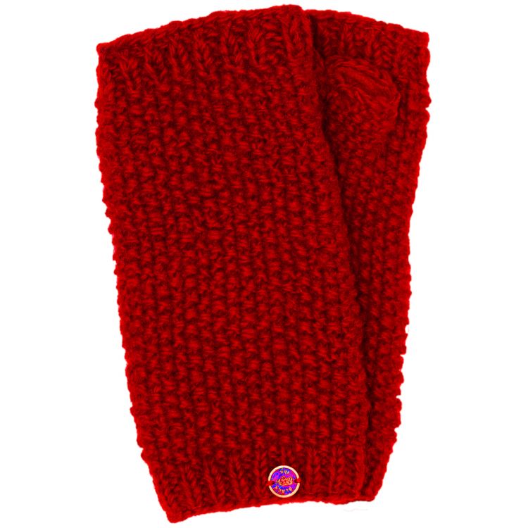 Pure wool - moss stitch wristwarmer - deep red