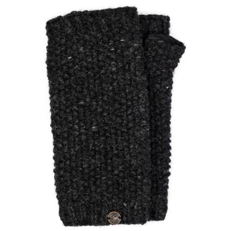 Pure wool - moss stitch wristwarmer - charcoal