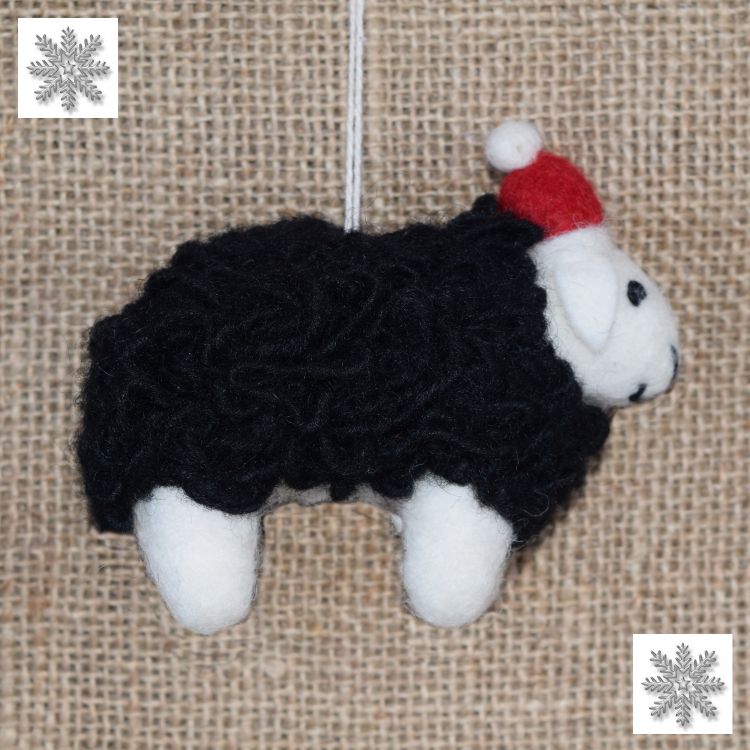 Hand Felted - Christmas Decoration - Sheep - Black