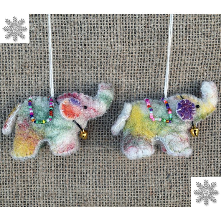 Felt - Christmas Decoration - Elephant - Tie dye