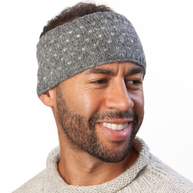 NAYA - pure wool fleece lined - tick headband - mid/pale grey