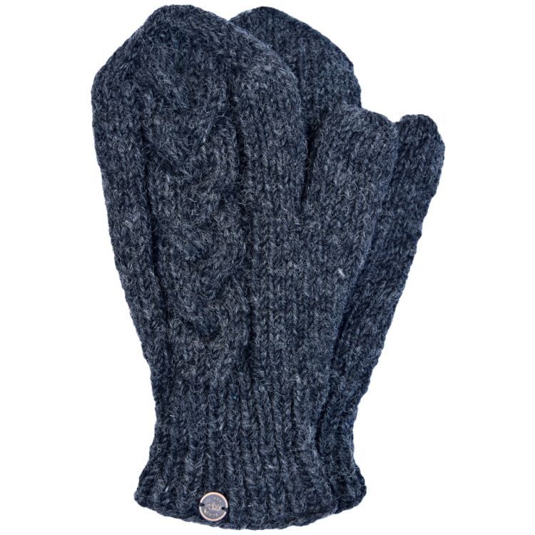 XL Cable Mittens - Fleece Lined - Charcoal