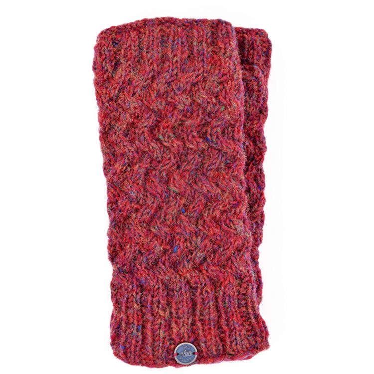 Hand knit - NAYA - weave wristwarmer - heather rust