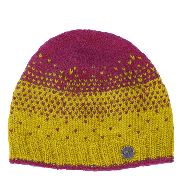 Pure wool - dual tick beanie - old gold/rose