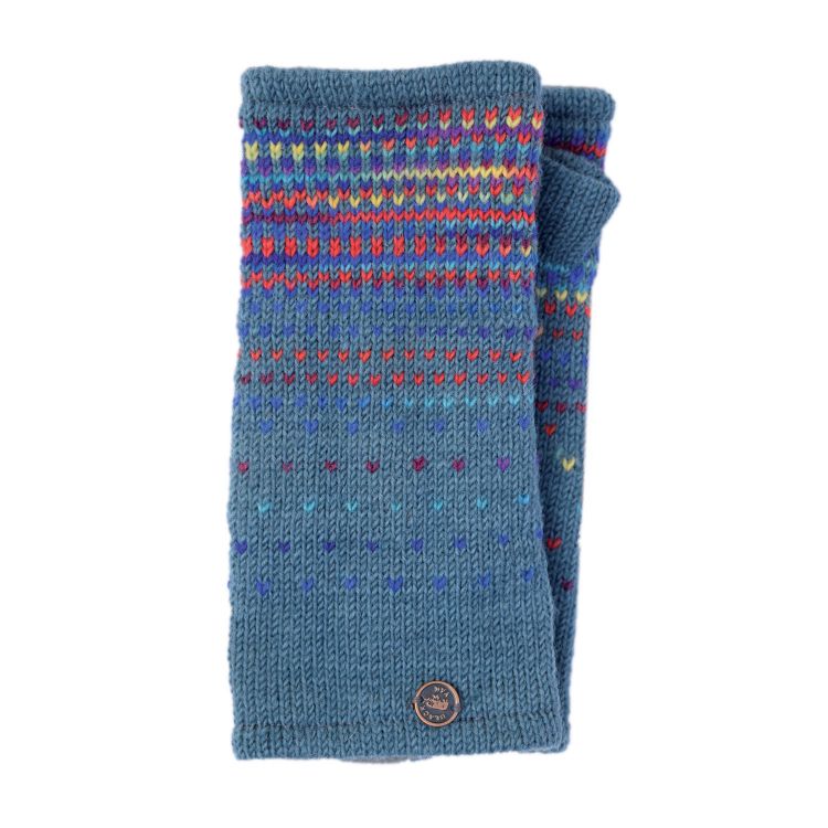 Pure wool - solar wristwarmer - slate/rainbow