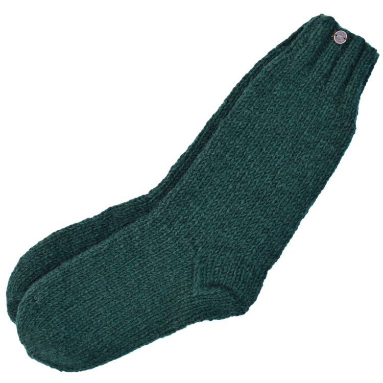 Pure wool - hand knit socks -  plain - pine green