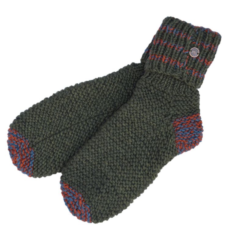 Handknit - Lounge socks - green/spice