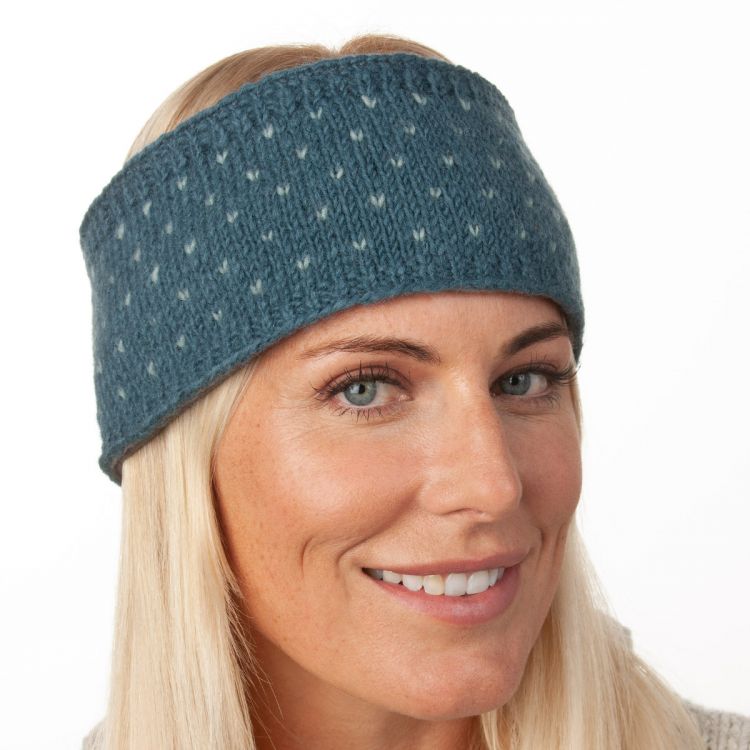NAYA - pure wool fleece lined - tick headband - slate/silk