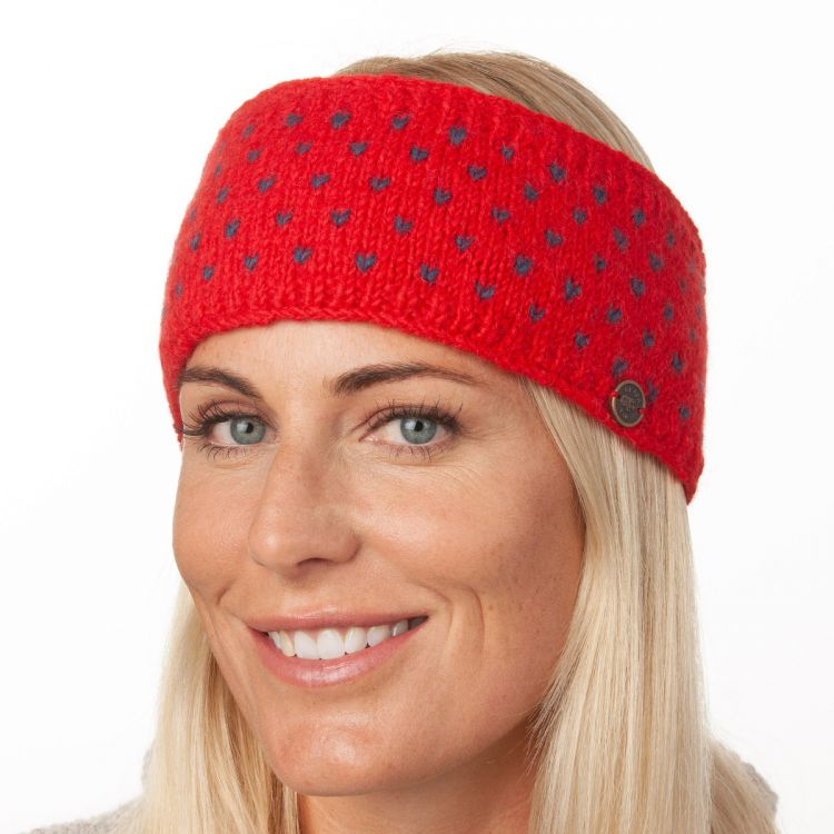 NAYA - pure wool fleece lined - tick headband - red/blue