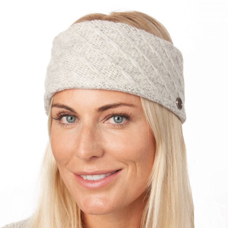 Pure Wool Fleece lined - Diagonal Chain Headband - Pale grey