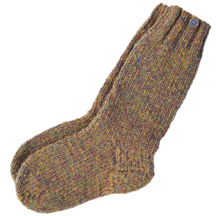 Pure wool - hand knit socks -  plain gold heather