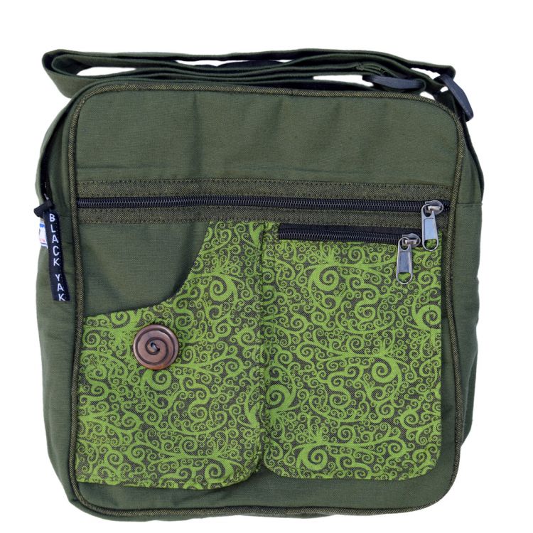 Medium bag - Double pocket - print fabric - green