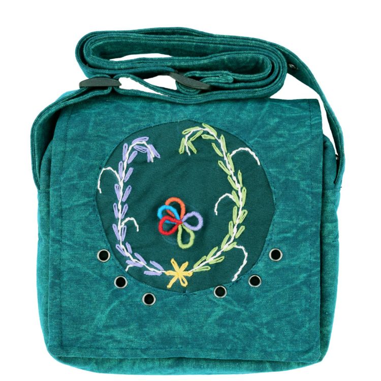 Small Embroidered Bag - Bright Aqua