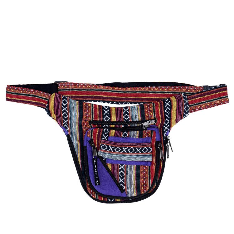 Gheri Cotton Belt Bag - Purple/Red