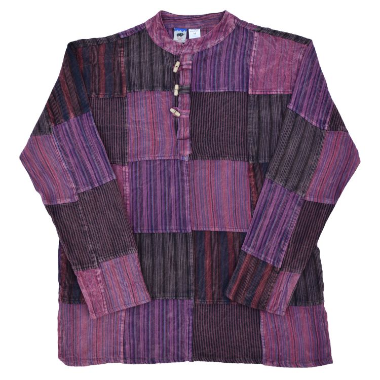 Cotton patchwork shirt - long sleeved - Purples