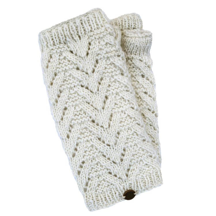 NAYA - handknit pure wool - fir stitch - white