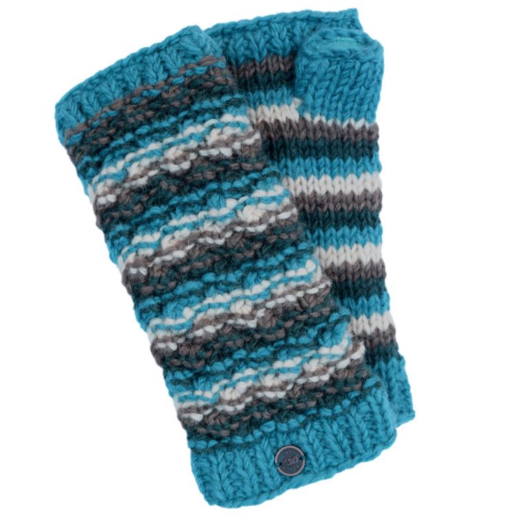 Hand knit - blackberry stitch - wristwarmer - blues mix