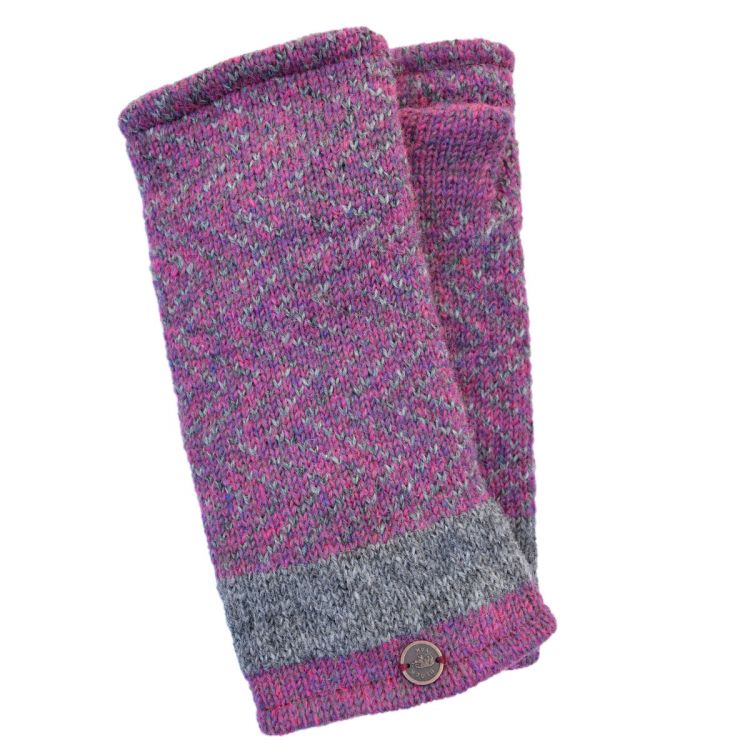 Pure wool - zigzag heather wristwarmer - pink
