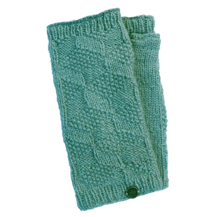 Pure wool - square moss wristwarmer - silk grey