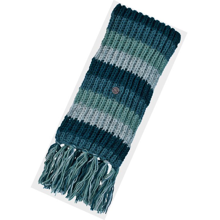 Long hand knit - striped Scarf - slate greys