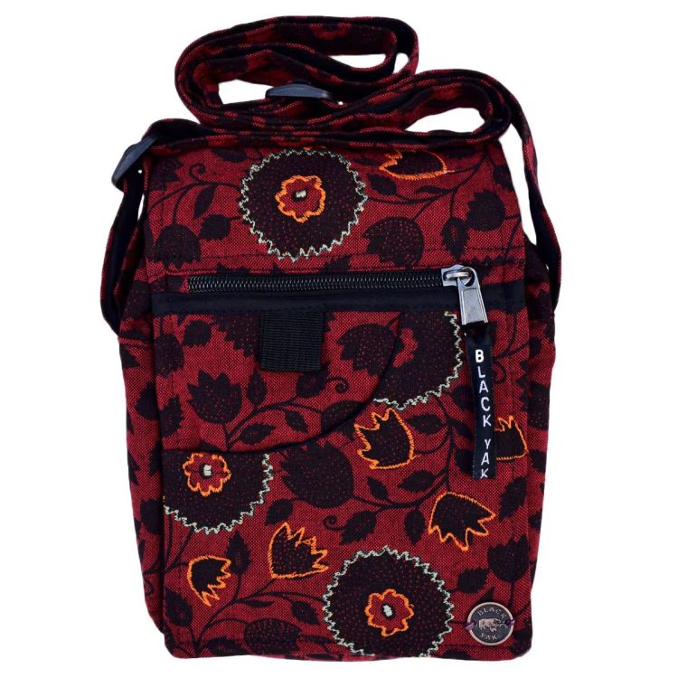 Small Print & Embroidered Bag - Russet/White